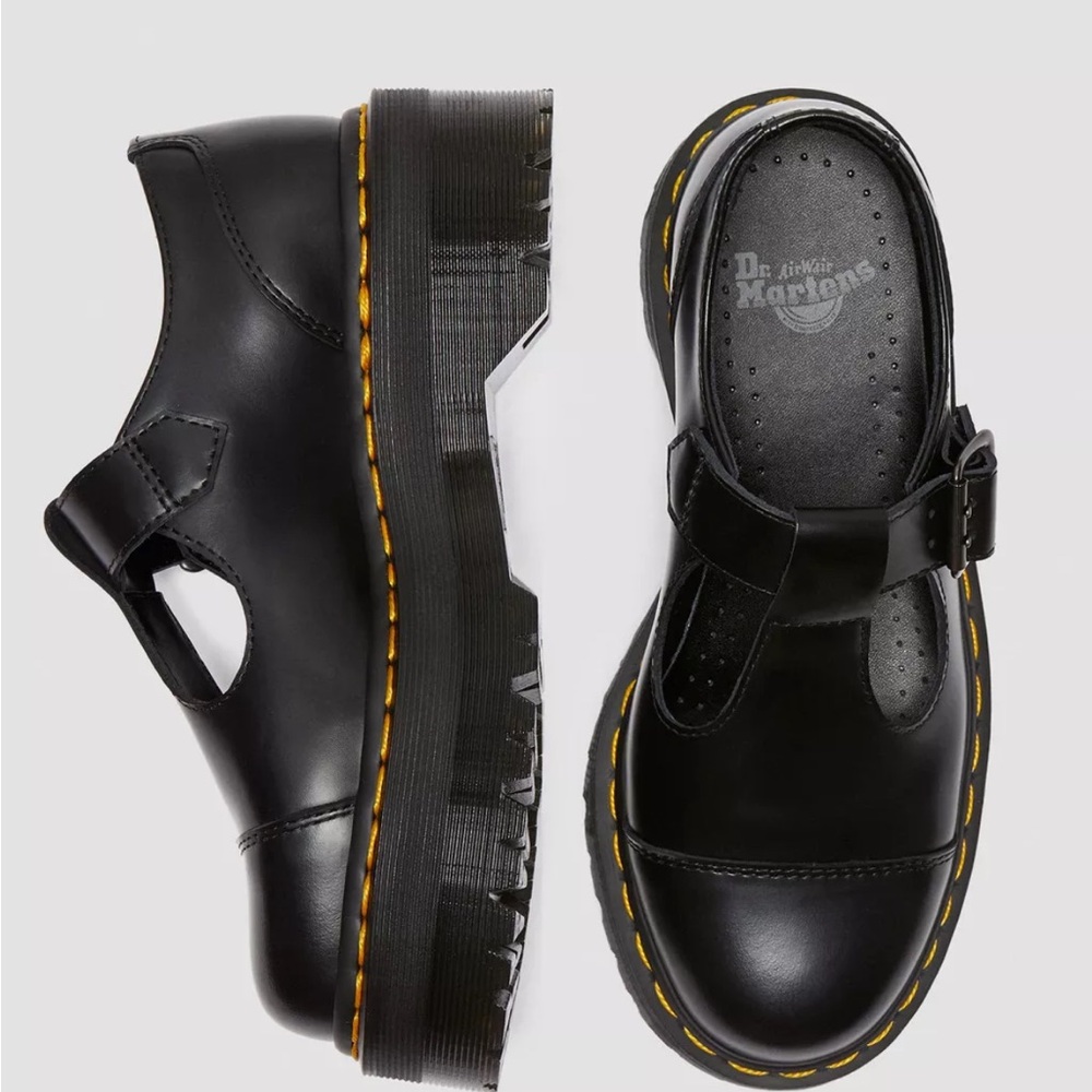 Dr. Martens Black Chunky Mary Jane Shoes with Thick Platform Sole